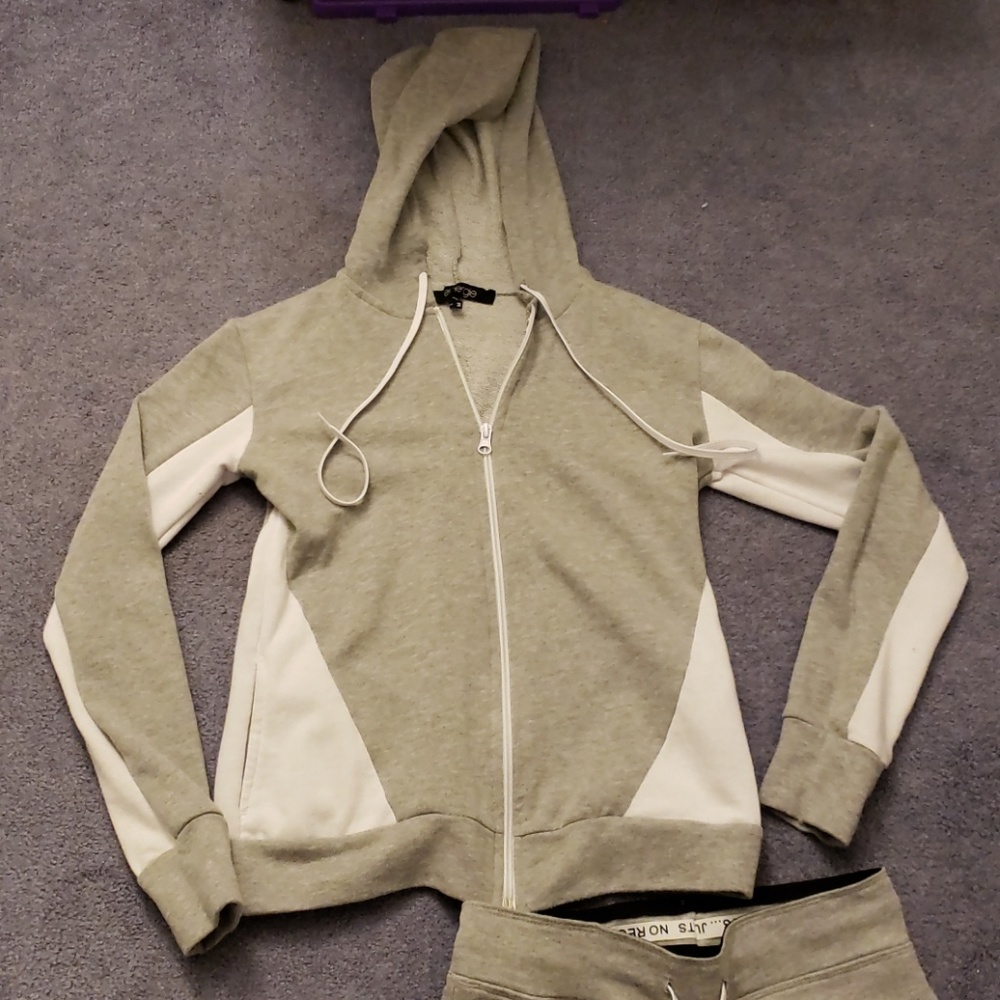 Grey and white sweatsuit
